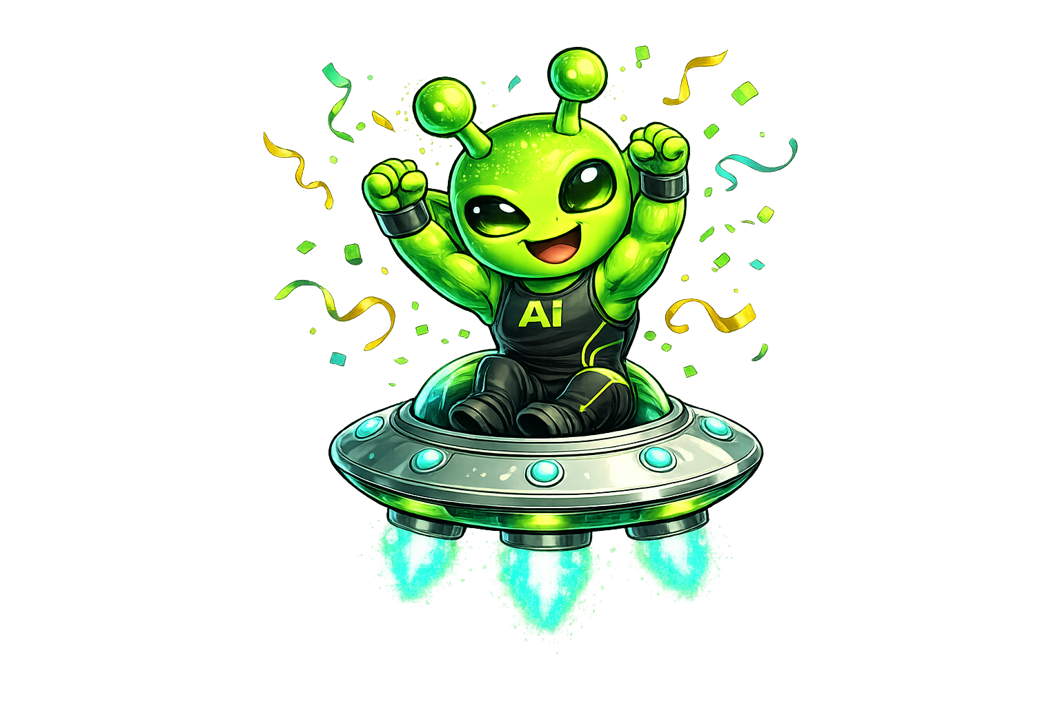 Macro Alien celebrating